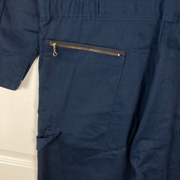 DICKIES Coveralls Mens 42 Tall/L Navy-Blue Long-Sleeve Zip Collared Cotton - Picture 8 of 16